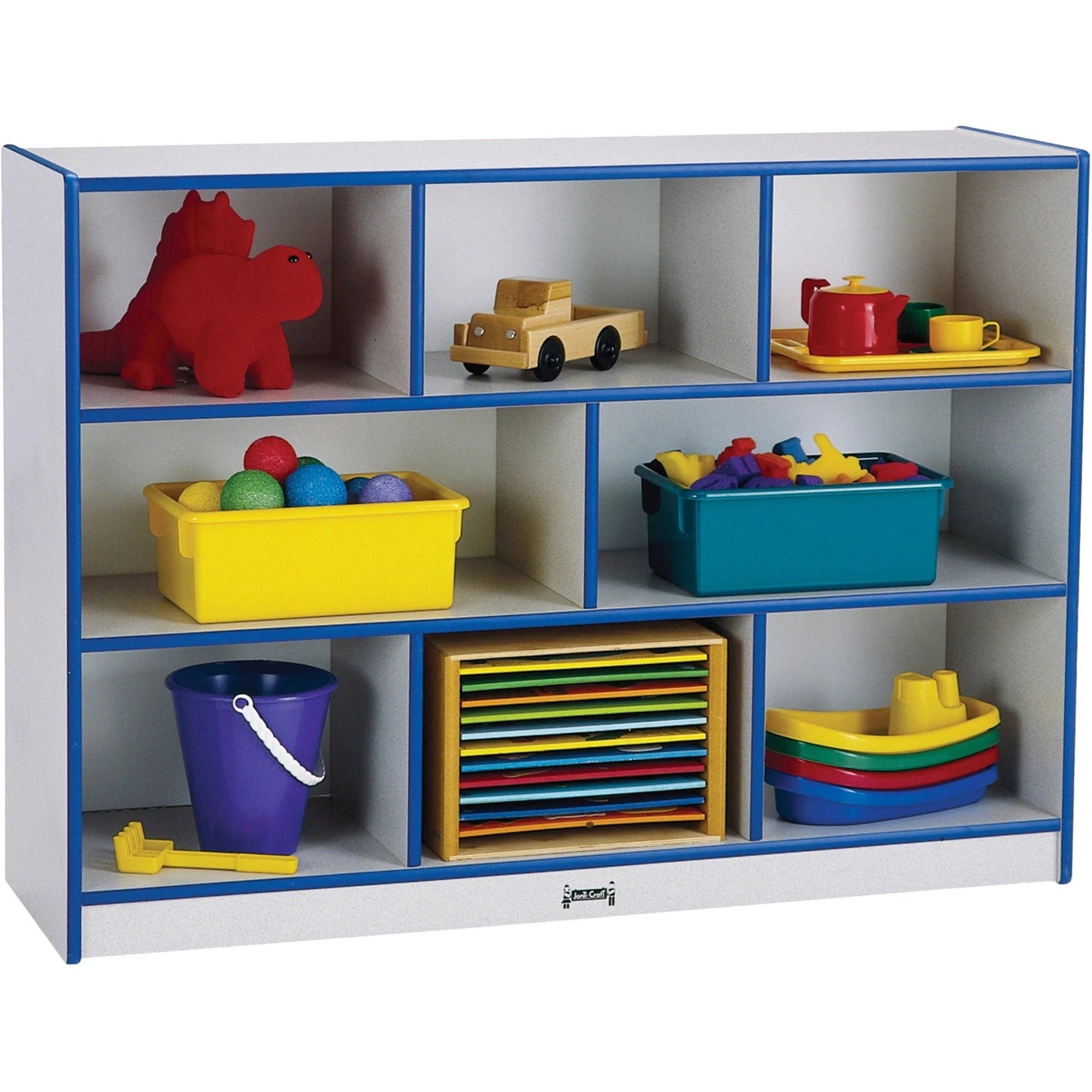 Jonti-Craft Rainbow Accents Super-size Mobile Storage: Durable Blue Hard Rubber - Cubbies & Storage