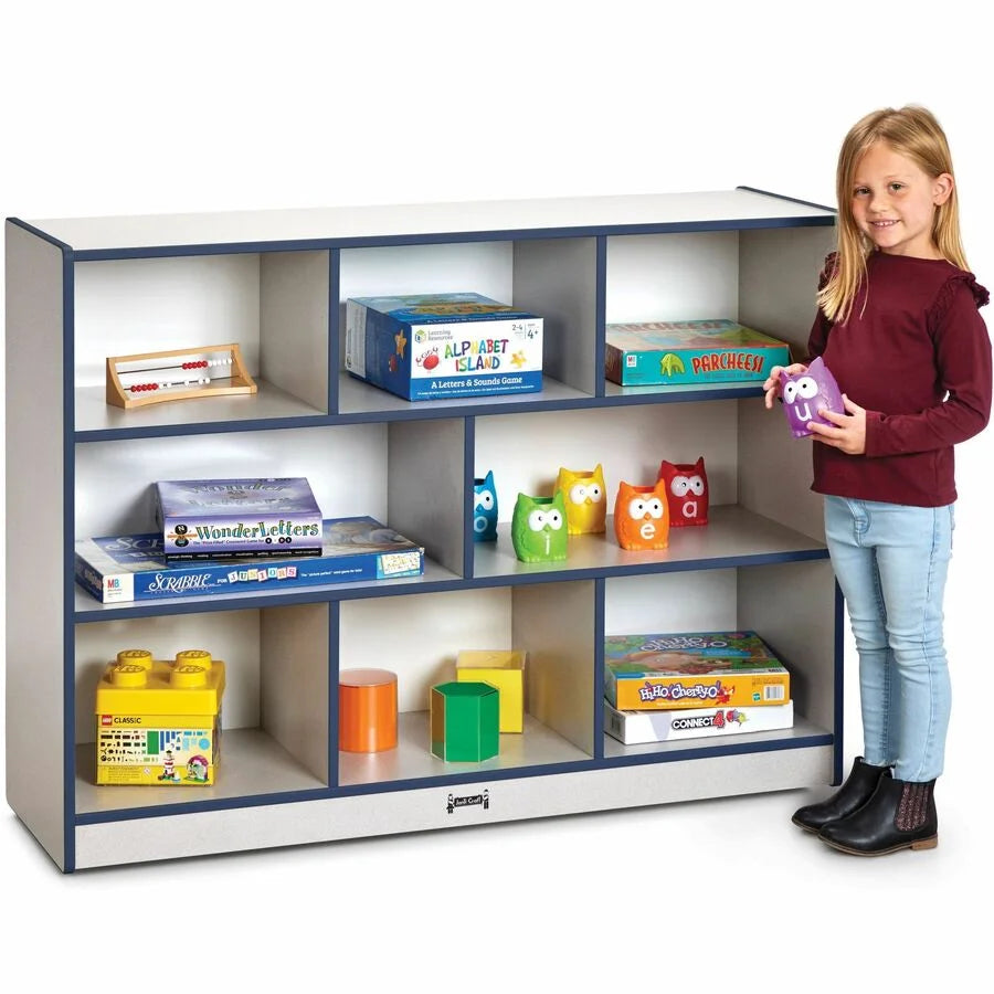 Jonti-Craft Rainbow Accents Super-size Mobile Storage - Durable Navy Hard Rubber - Cubbies &