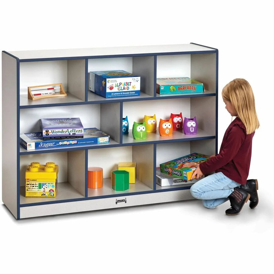 Jonti-Craft Rainbow Accents Super-size Mobile Storage - Durable Navy Hard Rubber - Cubbies &