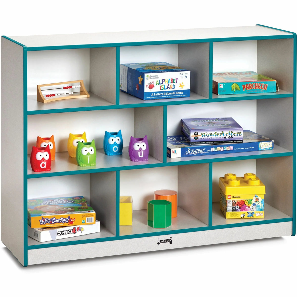 Jonti-Craft Rainbow Accents Super-size Mobile Storage: Teal Durable Built-in Wheels - Cubbies & Storage