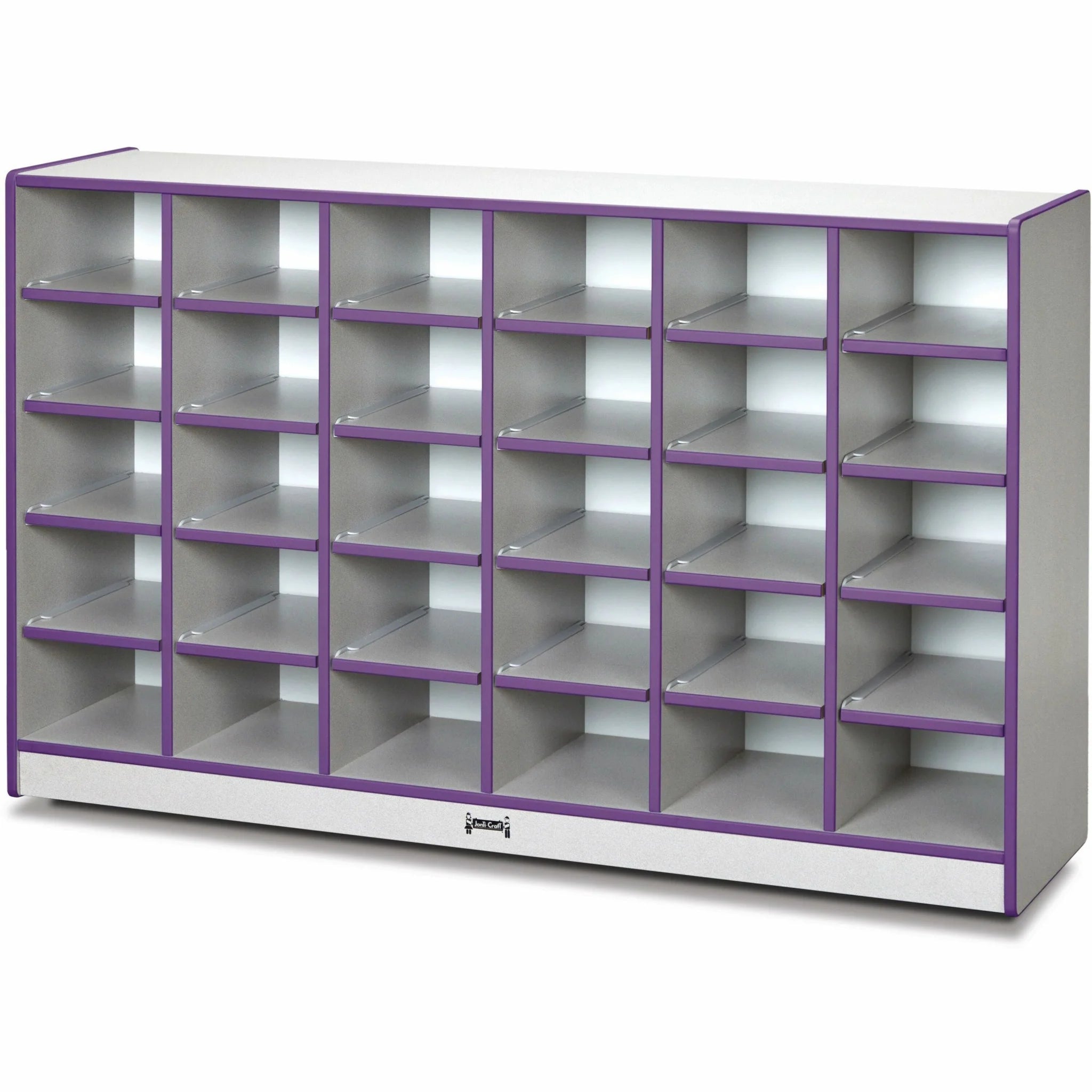 Jonti-Craft Rainbow Accents Toddler Single Storage: 30 Compartments Purple Rubber - Cubbies & Storage