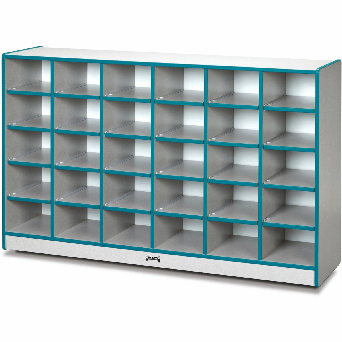 Jonti-Craft Rainbow Accents Toddler Single Storage: Teal Rubber 30 Compartments - Cubbies & Storage