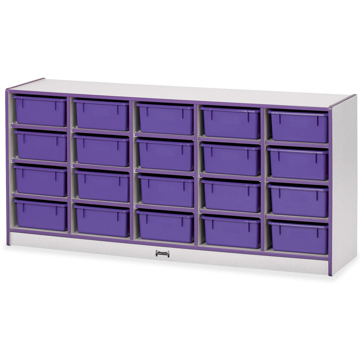 Jonti-Craft Rainbow Accents Tub Bin Storage: 20 Compartments Purple Durable & Mobile - Cubbies Storage