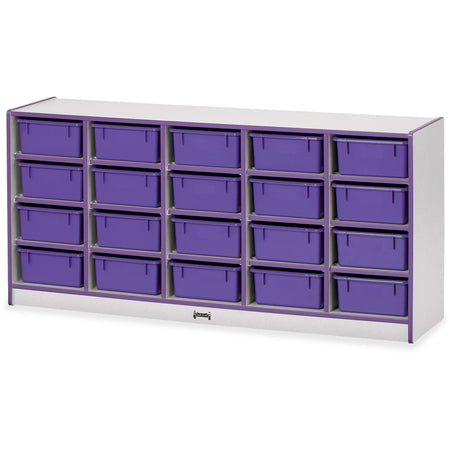 Jonti-Craft Rainbow Accents Tub Bin Storage: 20 Compartments Purple Durable & Mobile - Cubbies Storage