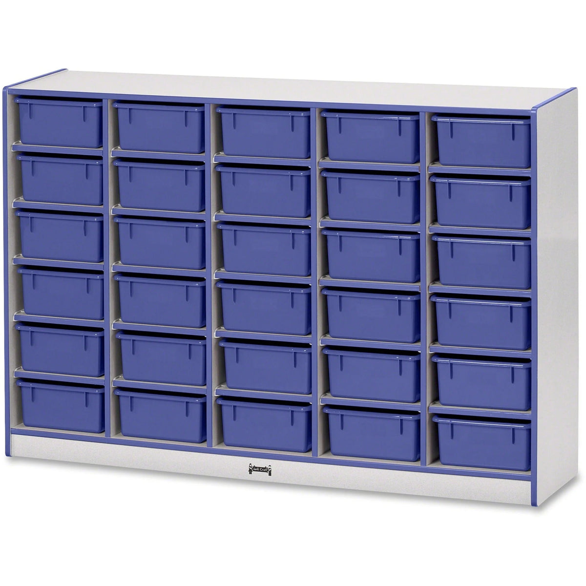 Jonti-Craft Rainbow Accents Tub Bin Storage: 30 Compartments Blue Durable & Mobile - Cubbies Storage