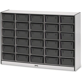 Jonti-Craft Rainbow Accents Tub Bin Storage: Durable 30-Compartment Mobile Organizer - Cubbies & Storage