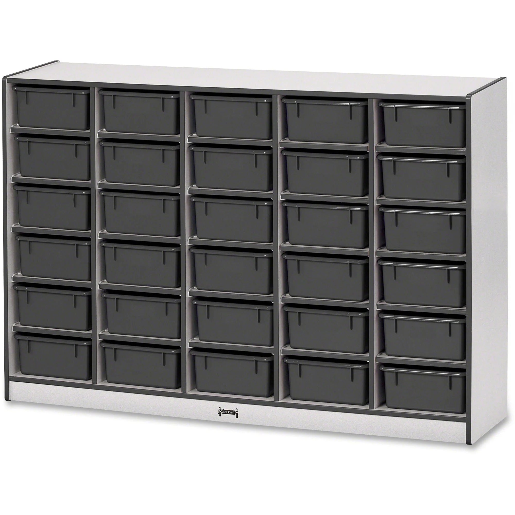 Jonti-Craft Rainbow Accents Tub Bin Storage: Durable 30-Compartment Mobile Organizer - Cubbies & Storage