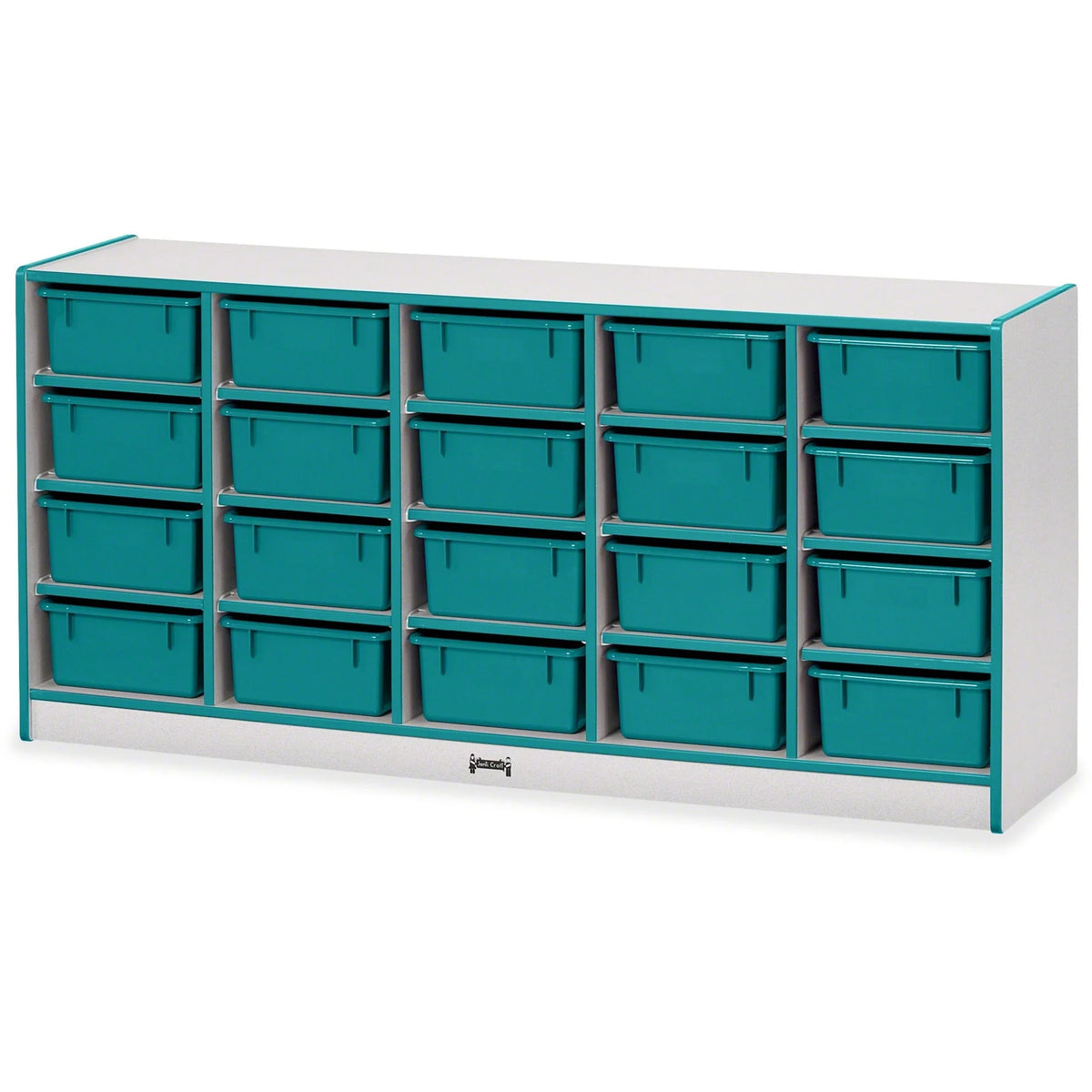 Jonti-Craft Rainbow Accents Tub Bin Storage: Teal 20 Compartments - Cubbies & Storage