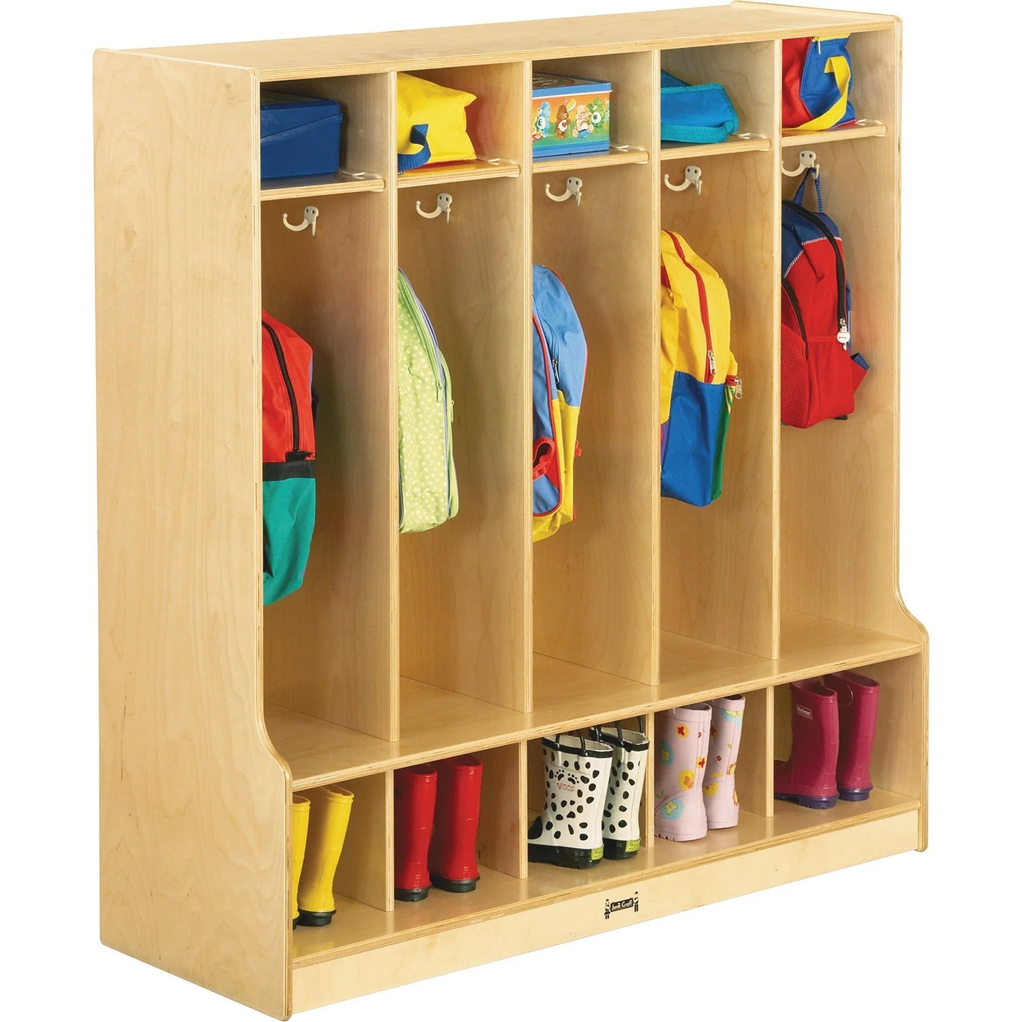 Jonti-Craft Step Coat Locker: Sturdy White Birch Plywood - Cubbies & Storage