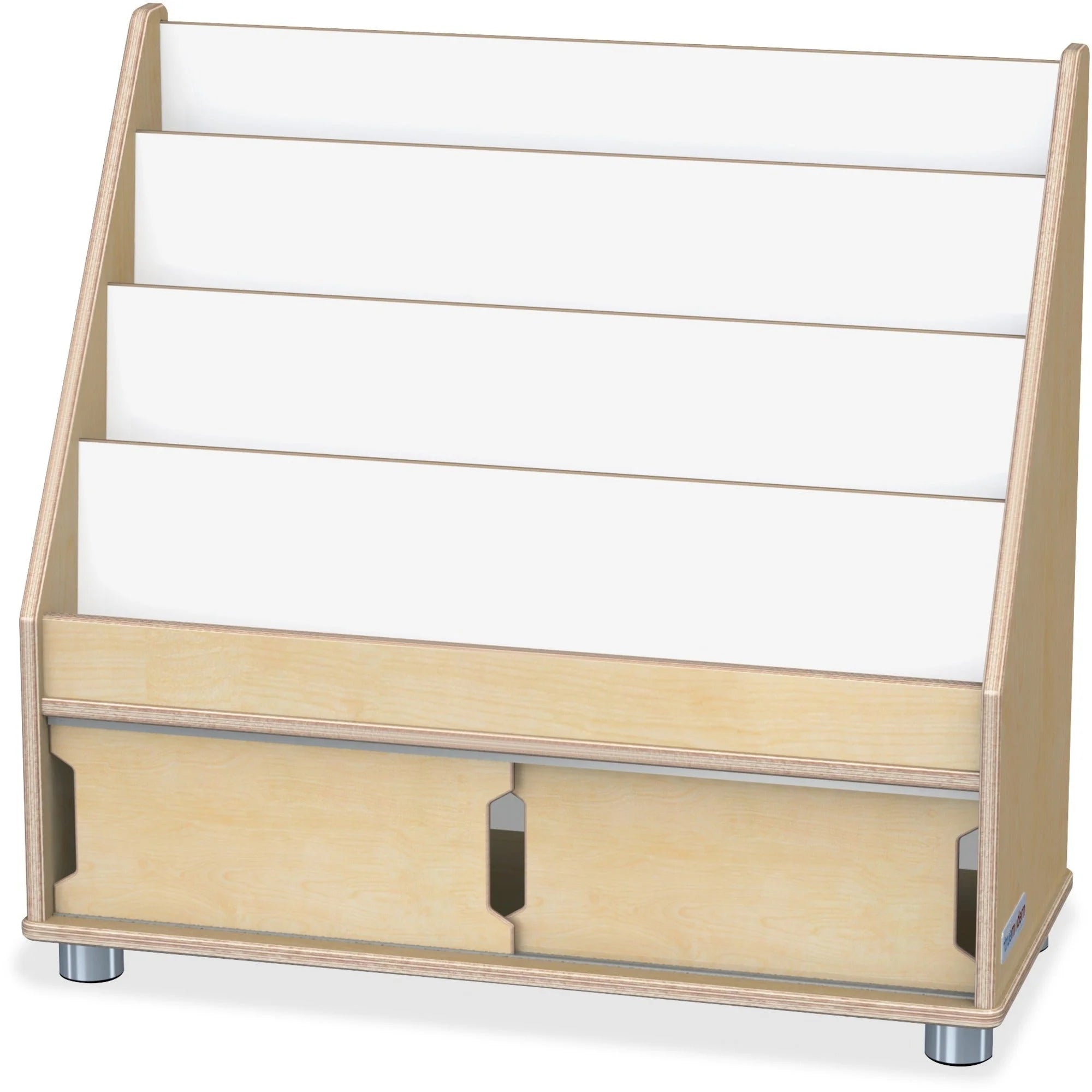 Jonti-Craft TrueModern Book Rack: 4-Pocket Sliding Door Organizer - Cubbies & Storage