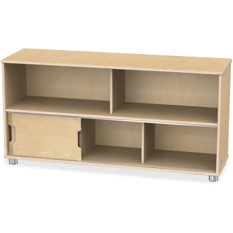 Jonti-Craft TrueModern Storage Shelves: Durable UV Acrylic Sliding Door - Baltic Birch - 24’’x48.50’’x15’’ - Cubbies &