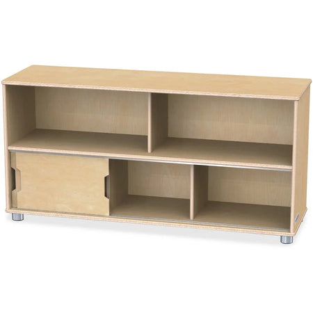 Jonti-Craft TrueModern Storage Shelves: Durable UV Acrylic Sliding Door - Baltic Birch - 24’’x48.50’’x15’’ - Cubbies &