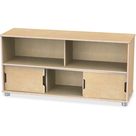 Jonti-Craft TrueModern Storage Shelves: Durable UV Acrylic Sliding Door - Baltic Birch - 24’’x48.50’’x15’’ - Cubbies &