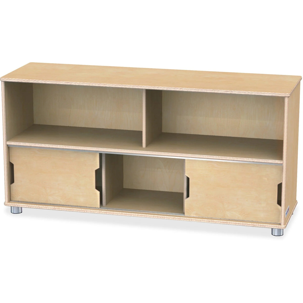 Jonti-Craft TrueModern Storage Shelves: Durable UV Acrylic Sliding Door - Baltic Birch - 24’’x48.50’’x15’’ - Cubbies &