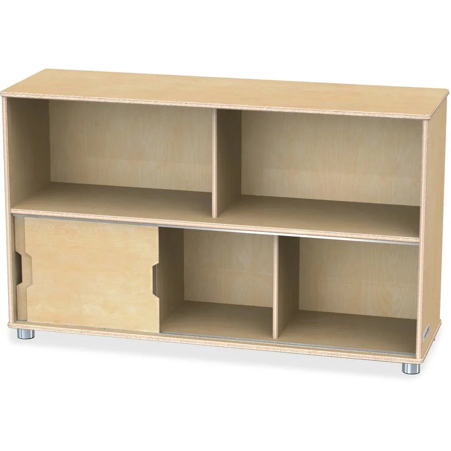 Jonti-Craft TrueModern Storage Shelves: Durable UV Acrylic Sliding Door - Baltic Birch - 29.50’’H x 48.50’’W 15’’D