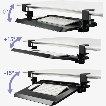 Kantek Clamp Mounted Keyboard Tray - Ergonomic Tilting Design - Black - Computer / Laptop Accessories