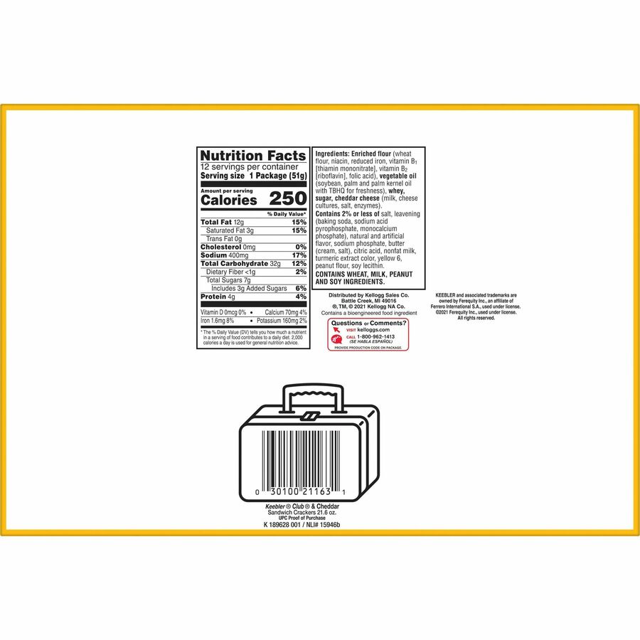 Keebler Club & Cheddar Sandwich Crackers - Bottom