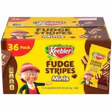 Keebler Fudge Stripes Cookies: Original Flavor 2 oz Bags - 36/Bag - 1 Carton - Sweets