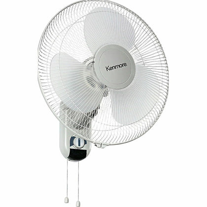 Kenmore 16’’ Wall Fan: 3-Speed Oscillating & Adjustable - White - Fans