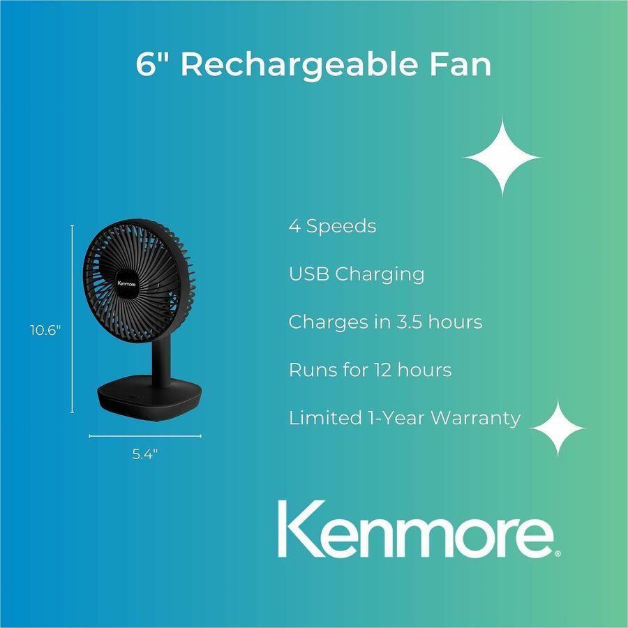 Kenmore 6" Rechargeable Fan - Alternate-Image3