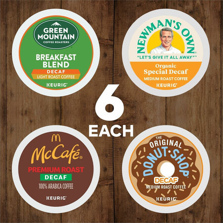 Keurig K-Cup Decaf Coffee Variety Pack - Compatible with Brewer - Light/Medium - 24 / Box