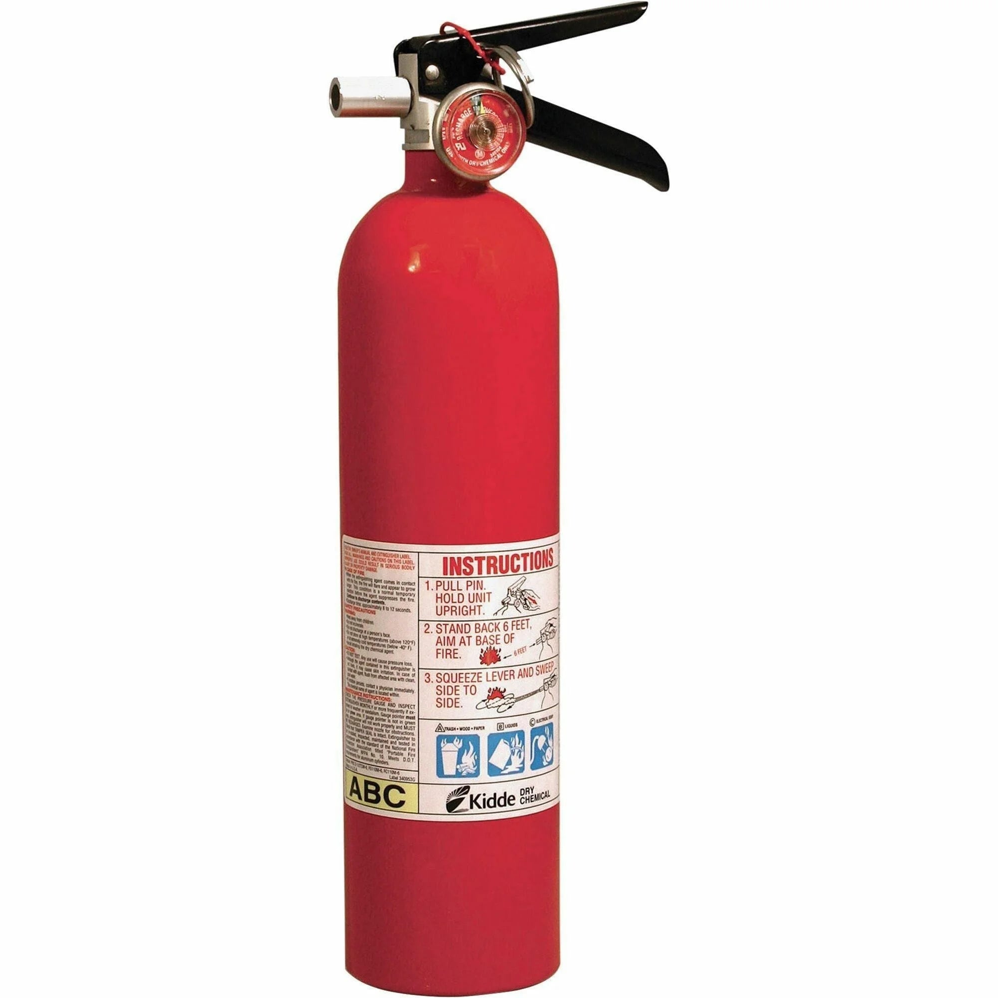 Kidde Fire Pro 2.6 Extinguisher: 2.60 lb Capacity - Rechargeable Impact Resistant - Extinguishers