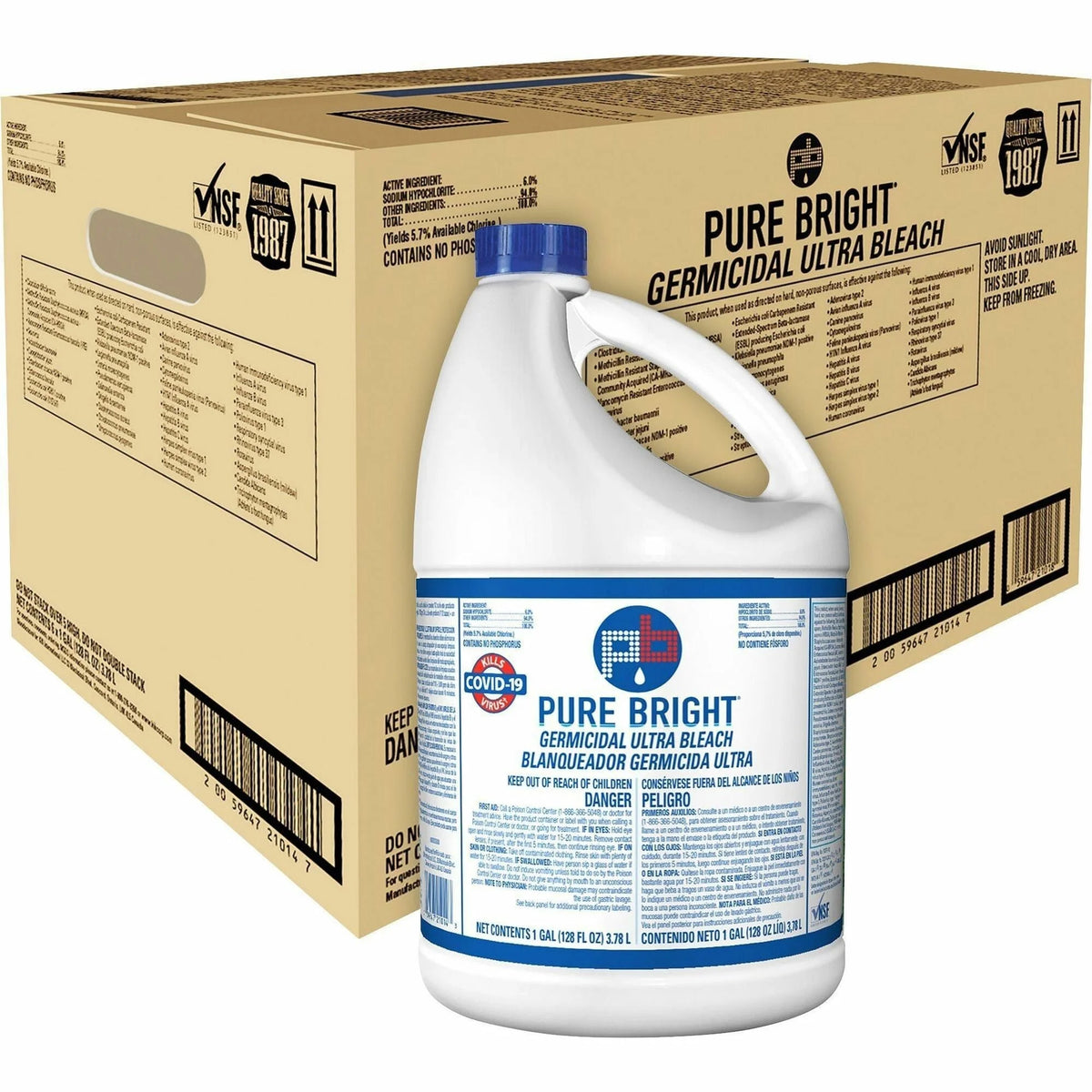 KIK Custom Pure Bright Germicidal Ultra Bleach - Concentrated 128 fl oz - Germs Remover - 6/Carton - Disinfectants