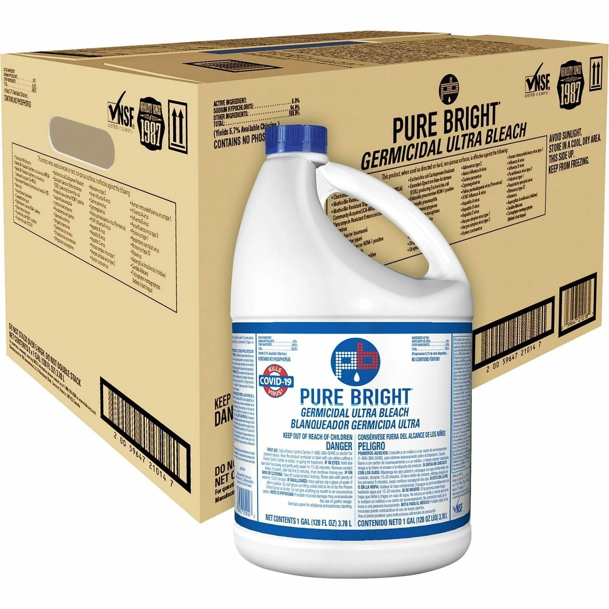 KIK Custom Pure Bright Germicidal Ultra Bleach - Concentrated 128 fl oz - Germs Remover - 6/Carton - Disinfectants