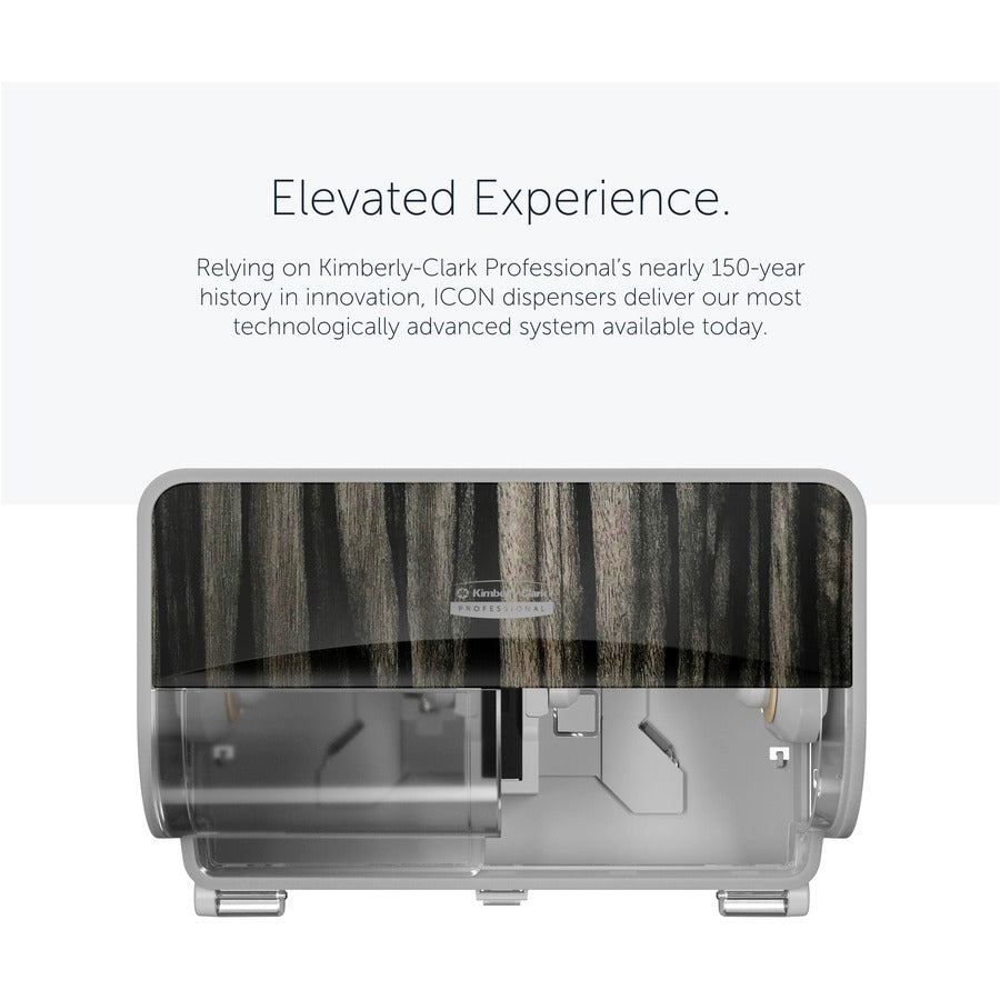 Kimberly-Clark Professional ICON Standard Roll Horizontal Toilet Paper Dispenser - Coreless - 2 x - Ebony Woodgrain