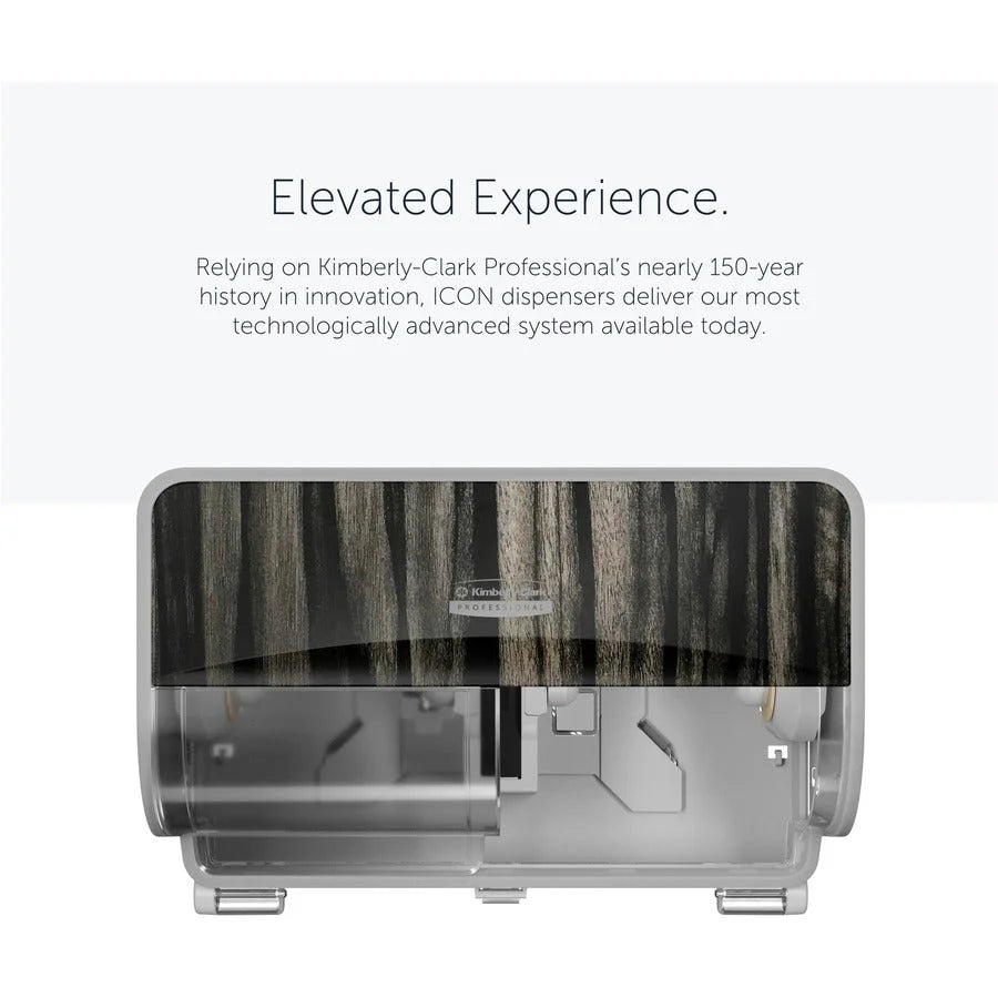 Kimberly-Clark Professional ICON Standard Roll Horizontal Toilet Paper Dispenser - Coreless - 2 x - Ebony Woodgrain