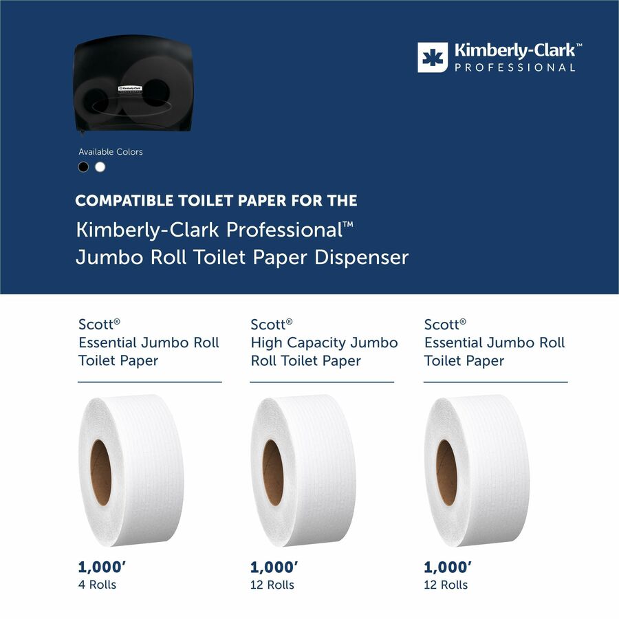 Kimberly-Clark Professional Jumbo Roll Toilet Paper Dispenser - 13.9’’ Height x 16’’ Width 5.8’’ Depth - Black