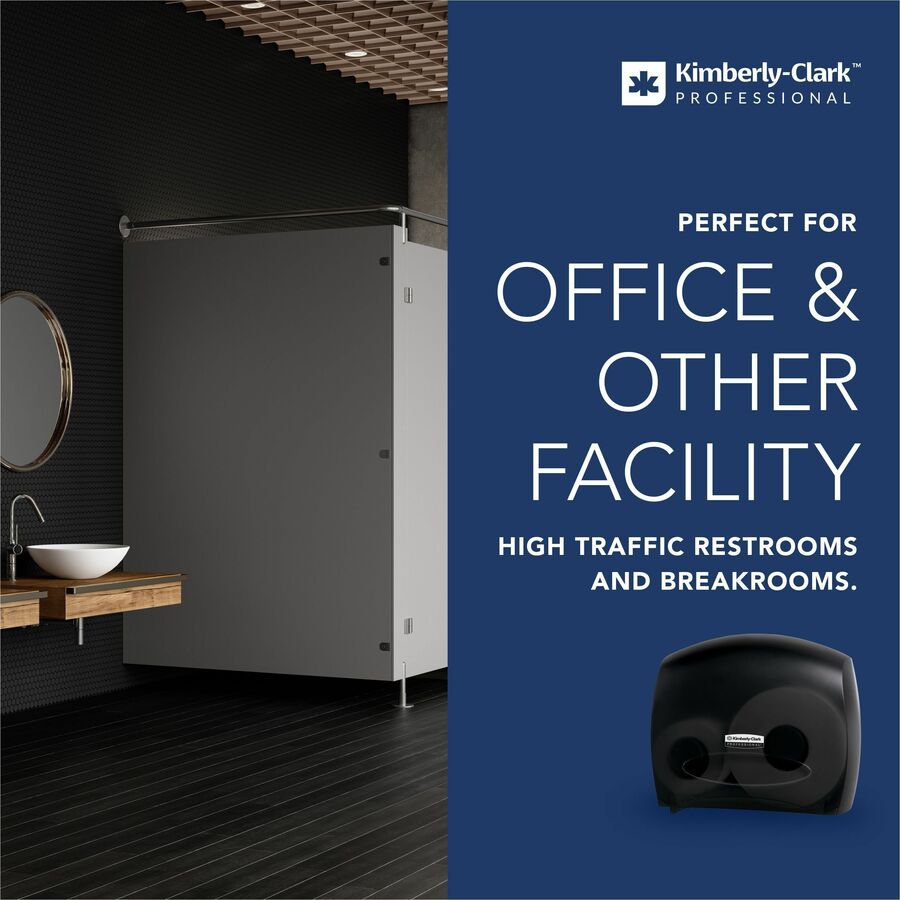 Kimberly-Clark Professional Jumbo Roll Toilet Paper Dispenser - 13.9’’ Height x 16’’ Width 5.8’’ Depth - Black