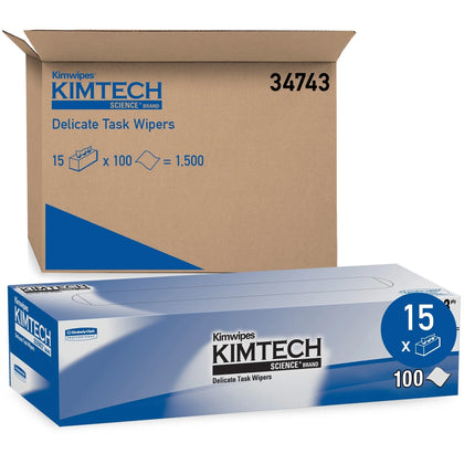 KIMTECH Delicate Task Wipers: Laboratory Absorbent White - 100/Box - Sponges Cleaning Pads & Wipers