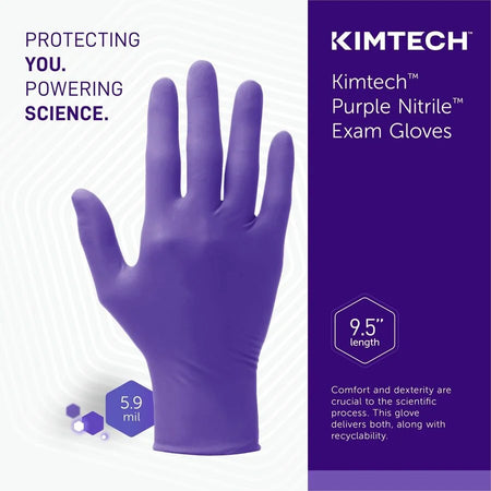 KIMTECH Purple Nitrile Exam Gloves: 6 mil Thickness Large Size - Latex-free Textured Fingertip - Lab & Chemo - 100/10