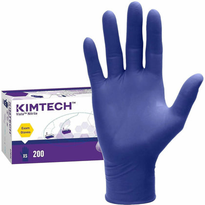 Kimtech Vista Nitrile Exam Gloves: 4.3 mil Thickness X-Small Purple - Textured Comfortable Latex-free - 200/Box - Gloves
