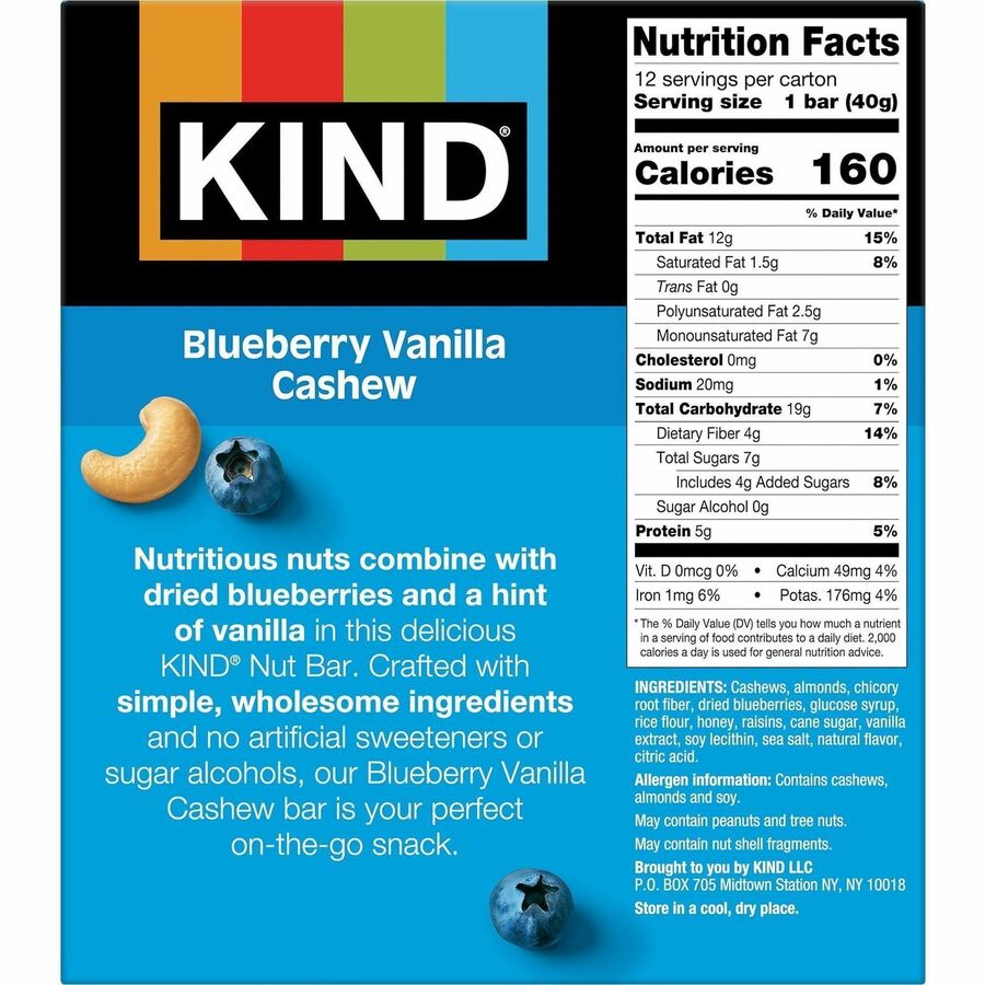 KIND Blueberry Vanilla Cashew Nut Bars - Rear