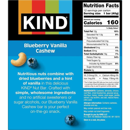 KIND Blueberry Vanilla Cashew Nut Bars - Rear