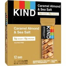 KIND Caramel Almond & Sea Salt Nut Bars - Healthy Snack Pack of 12 - Snacks