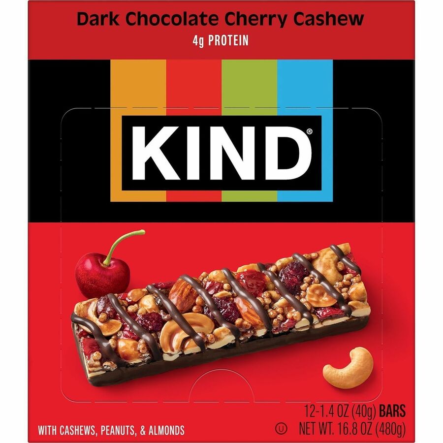 KIND Dark Chocolate Cherry Cashew Nut Bars - Front