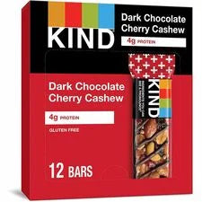 KIND Dark Chocolate Cherry Cashew Nut Bars - Healthy Snack Pack - 12 - Snacks