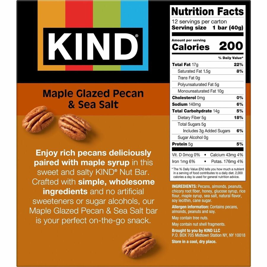 KIND Maple Glazed Pecan & Sea Salt Nut Bars - Rear