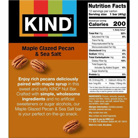 KIND Maple Glazed Pecan & Sea Salt Nut Bars - Rear