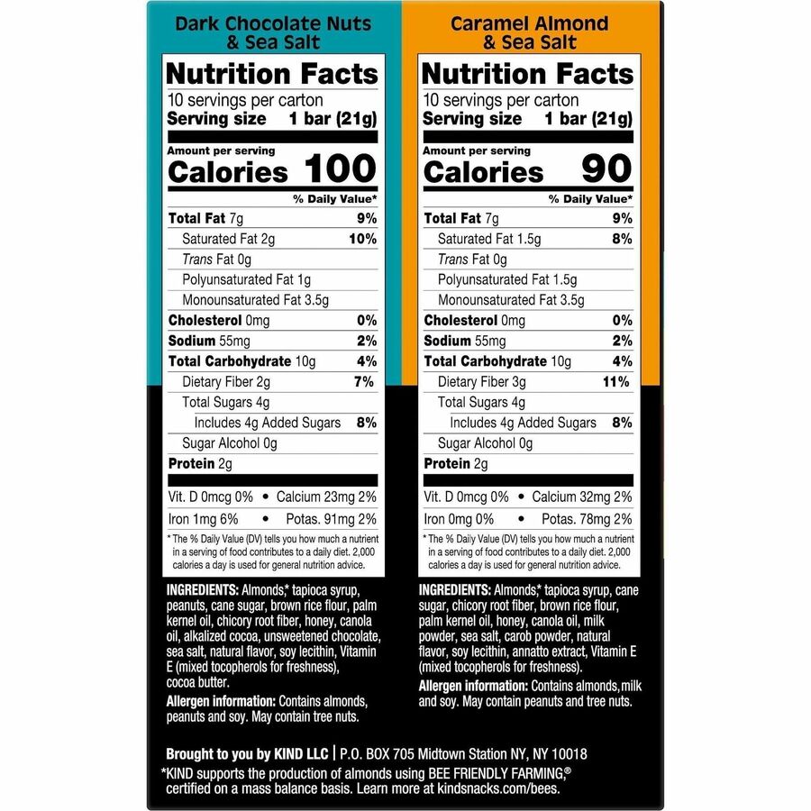 KIND THINS Variety Packs - Dark Chocolate Nuts & Sea Salt Caramel Almond - Low Calorie Gluten-free Individually Wrapped