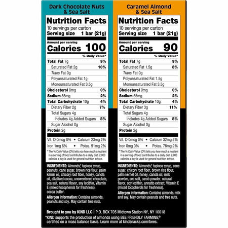 KIND THINS Variety Packs - Dark Chocolate Nuts & Sea Salt Caramel Almond - Low Calorie Gluten-free Individually Wrapped