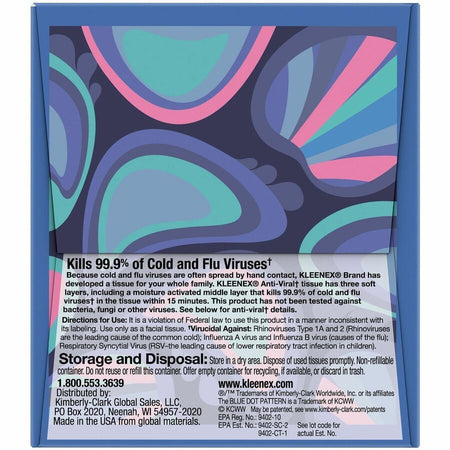 Kleenex Anti-viral Facial Tissue - 3 Ply - WhiteBox - 55/Box - 27 / Carton - Tissues