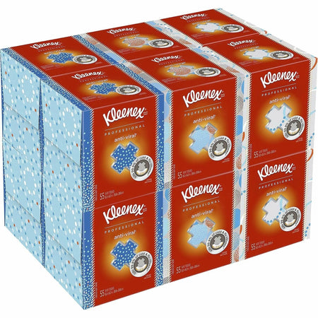 Kleenex Professional Anti-Viral Facial Tissue: 3-Ply 8.20’’ x White Paper - 55/Box - 12/Carton - Tissues