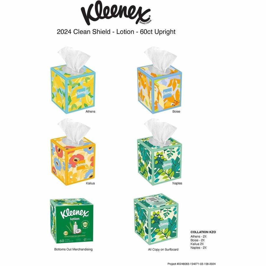 Kleenex Soothing Lotion Tissues - 3 Ply - WhiteBox - 60/Box - 1 Each - Facial