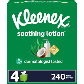 Kleenex Soothing Lotion Tissues - 3 Ply - WhiteBox - 60/Box - 4 / Pack - Facial