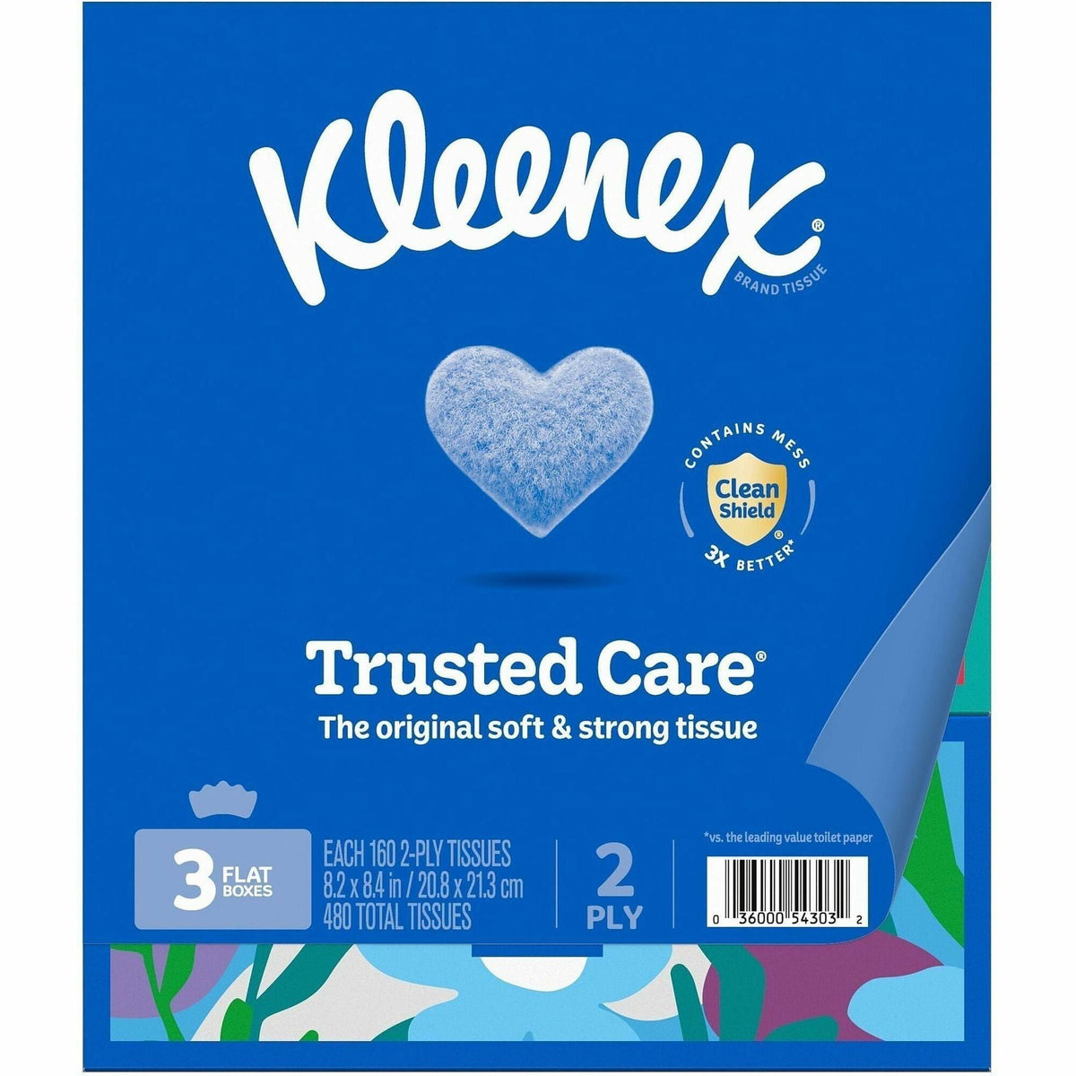 Kleenex trusted care Tissues - 2 Ply - 8.40’’ Width x 8.50’’ Length - White - 160/Box - 3 / Pack - Facial
