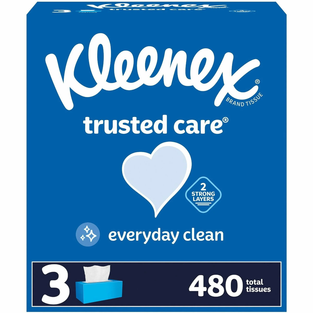 Kleenex Trusted Care Tissues: 2-Ply White 160/Box 3-Pack - Facial Tissues